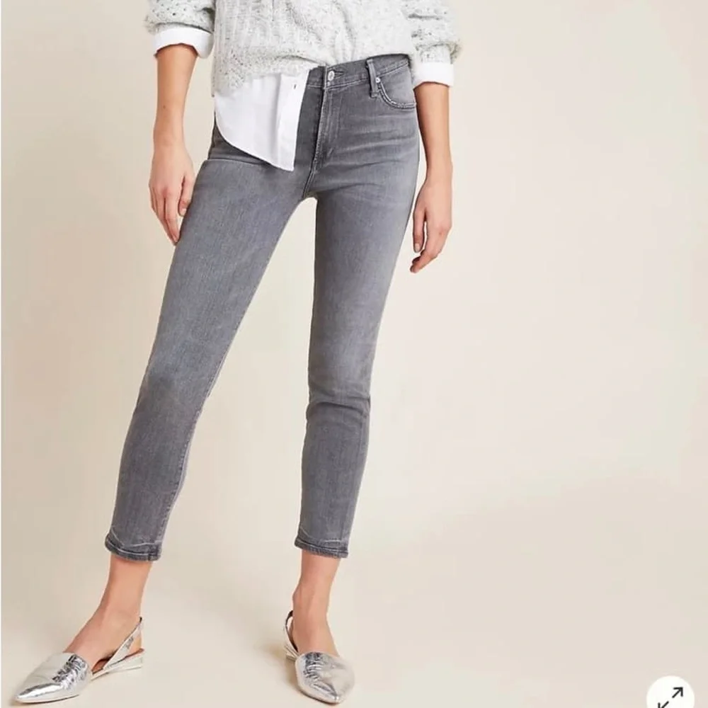 Citizens Of Humanity Rocket Crop High Rise Skinny Gray Stretch Jeans Size 24/25